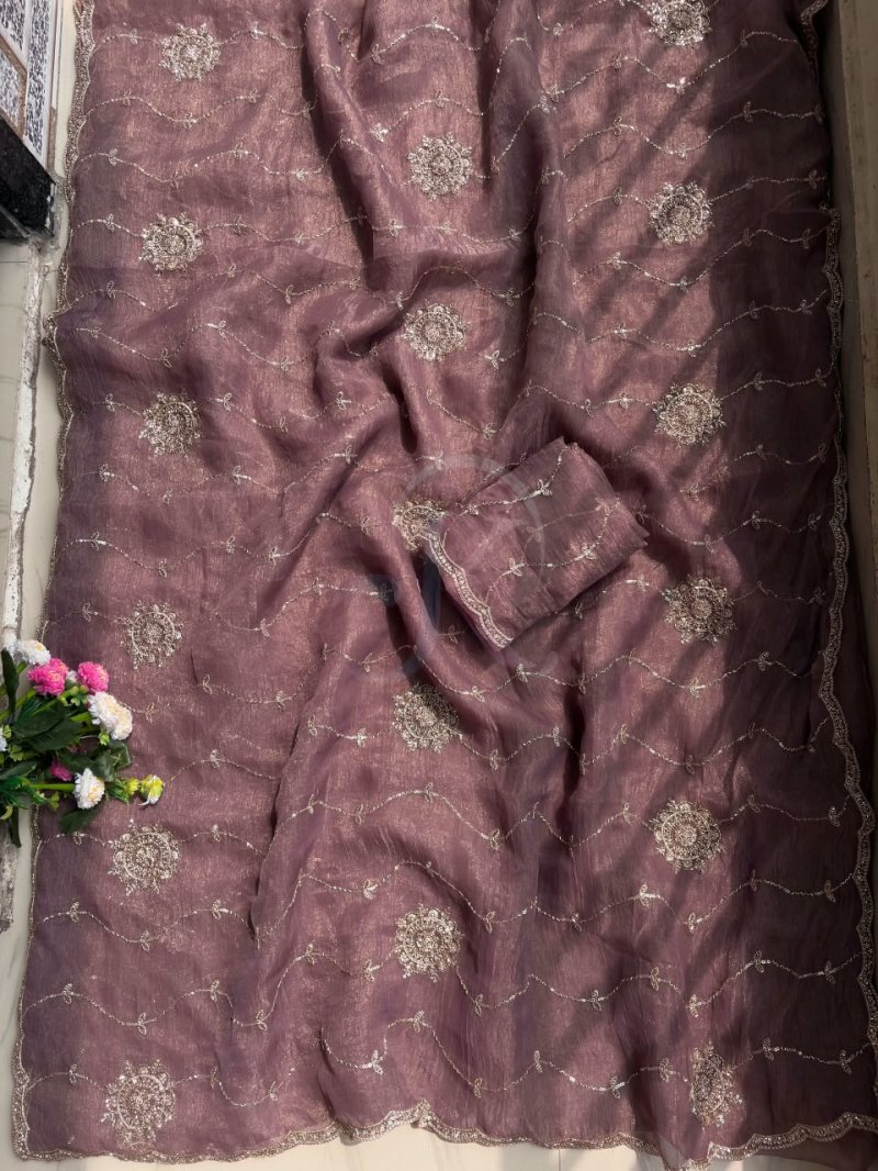 JK 471 Chiffon With Beautiful Bangali Work Saree